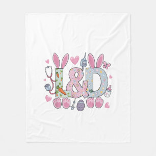 Cute L&D Labor and Delivery Nurse Easter Bunny Egg Fleece Blanket