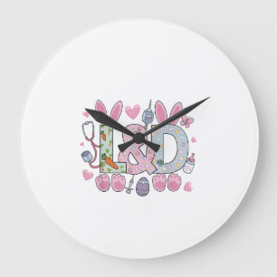 Cute L&D Labour and Delivery Nurse Easter Bunny Eg Large Clock