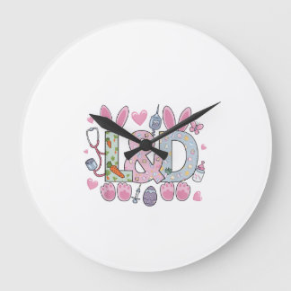 Cute L&D Labour and Delivery Nurse Easter Bunny Eg Large Clock