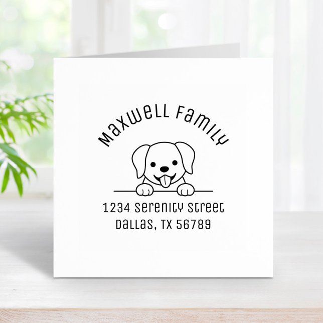 Cute Lab Retriever Dog Family Arch Address 2 Rubber Stamp (Creator Uploaded)