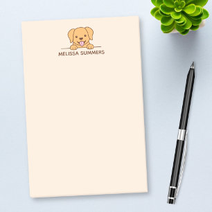 Cute Lab Retriever Dog Peeking above Custom Name Post-it Notes