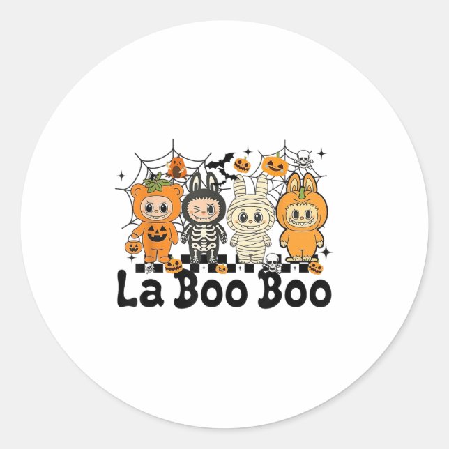 Cute Laboo Boo Ghost Halloween For Adults And Kids Classic Round Sticker (Front)