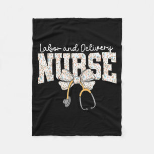 Cute Labor And Delivery Nurse Stethoscope Coquette Fleece Blanket