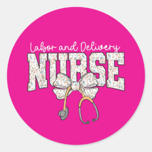 Cute Labour and Delivery Nurse Stethoscope Coquett Classic Round Sticker