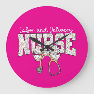 Cute Labour and Delivery Nurse Stethoscope Coquett Large Clock