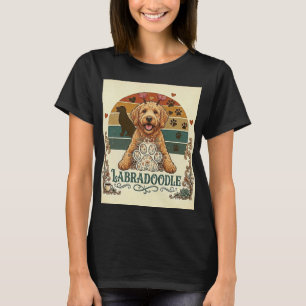 Cute Labradoodle Vintage Sunset Floral Dog Lover T T-Shirt