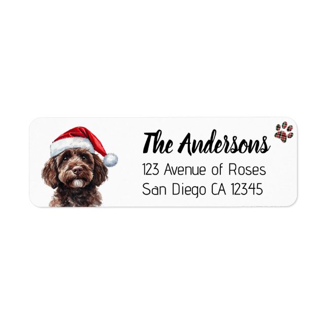 Cute Labradoodle with Santa Hat (Front)
