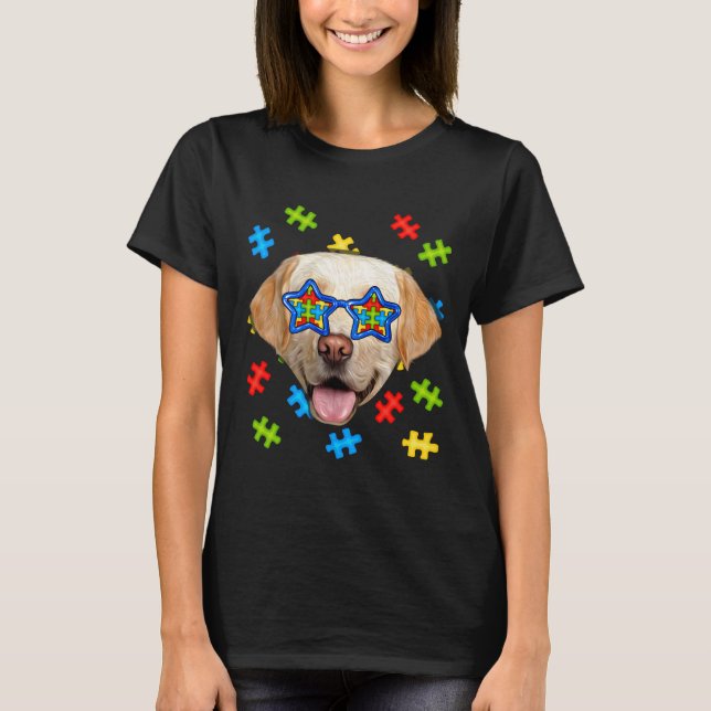 Cute Labrador Autism Puzzle Sunglasses Puppies Own T-Shirt (Front)