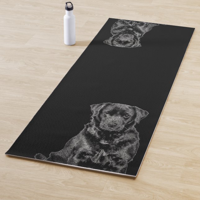 Cute Labrador Black Dog Puppy Pet Sketch 2 Sides Yoga Mat (In Situ)
