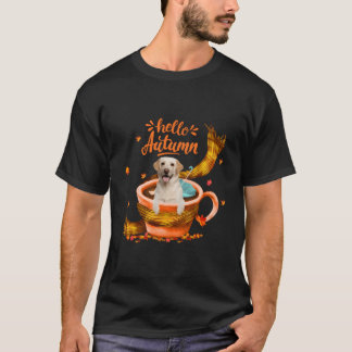 Cute Labrador Coffee Cup Hello Autumn T-Shirt