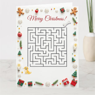 Cute Labrador Dog Christmas Maze Puzzle Holiday Card