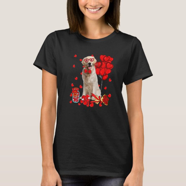 Cute Labrador Dog Funny Heart Valentine's Day Dog  T-Shirt (Front)