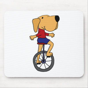 Cute Labrador Dog Riding Unicycle Cartoon Mouse Pad