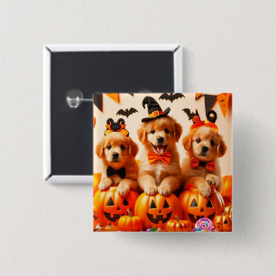 Cute labrador puppies halloween 15 cm square badge