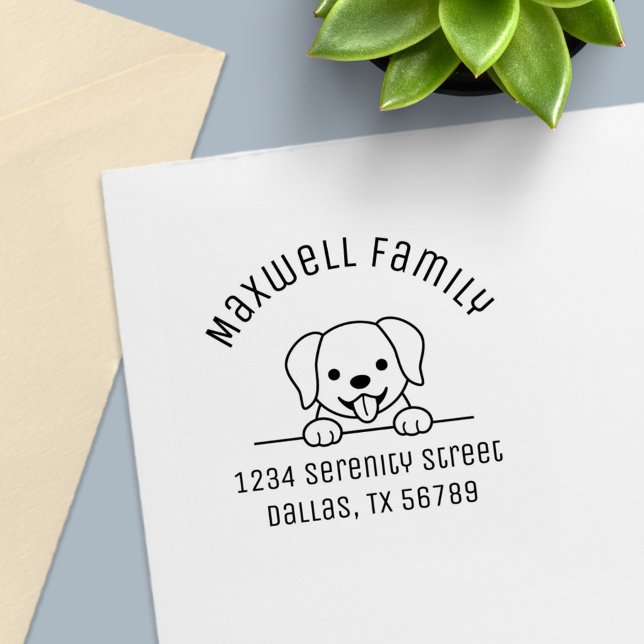 Cute Labrador Retriever Arch Family Address Self-inking Stamp (Creator Uploaded)