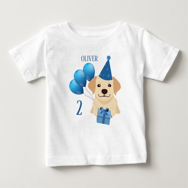 Cute Labrador Retriever Birthday Boy T-Shirt (Front)
