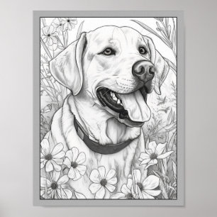 Cute Labrador Retriever Dog Colouring Poster