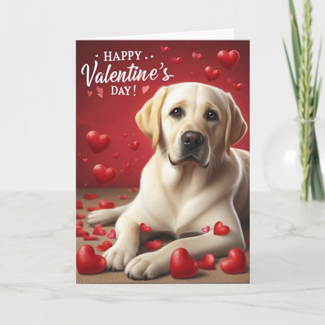 Cute Labrador Retriever Dog Happy Valentine's Day Holiday Card (Front)