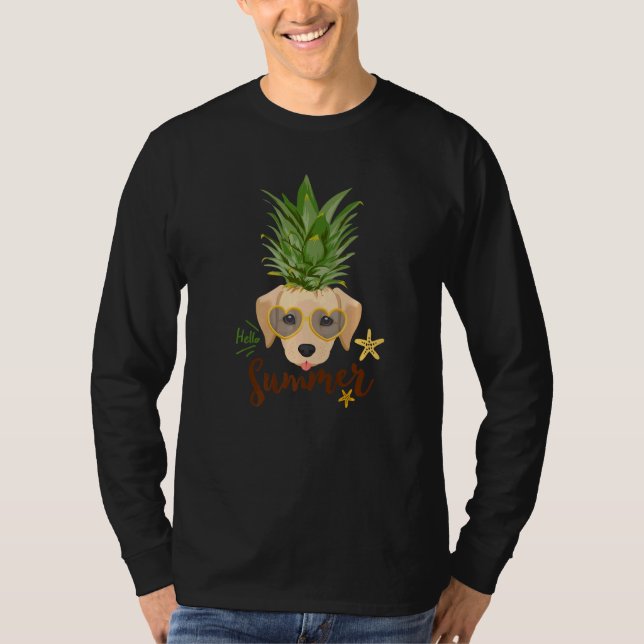 Cute Labrador Retriever Dog Pineapple Hello Summer T-Shirt (Front)