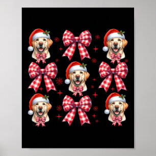 Cute Labrador Retriever Dog Red Plaid Coquette Bow Poster