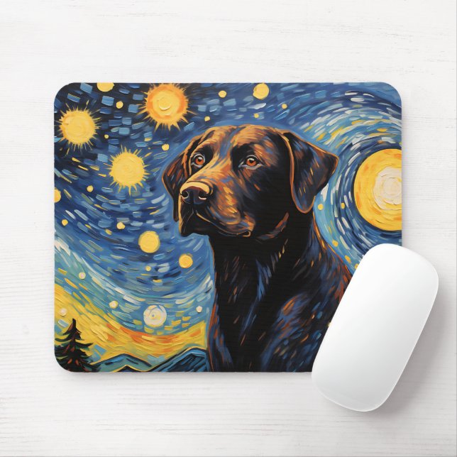 Cute Labrador Retriever Dog Starry Night Mouse Pad (With Mouse)