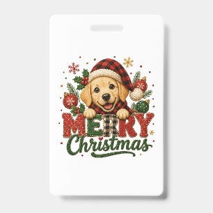 Cute Labrador Retriever Merry Christmas ID Badge