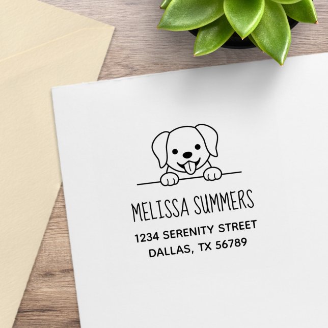 Cute Labrador Retriever Peeking Address 2 Rubber Stamp (Creator Uploaded)