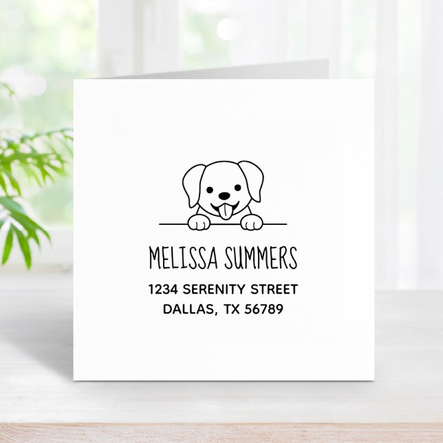 Cute Labrador Retriever Peeking Address 2 Rubber Stamp (Creator Uploaded)