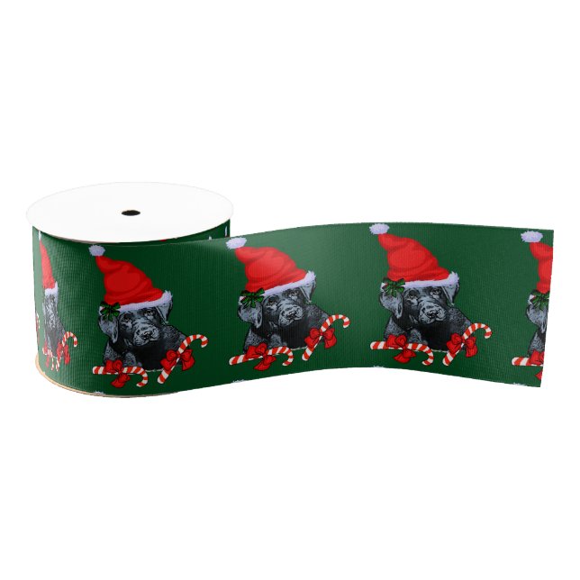 Cute Labrador Retriever Puppy Christmas Grosgrain Ribbon (Spool)