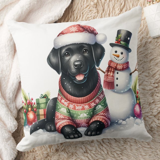 Cute Labrador Retriever Puppy Dog Christmas Cushion (Creator Uploaded)