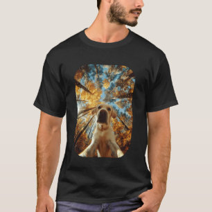 Cute Labrador Retriever Selfie Fall Leaves Autumn T-Shirt