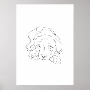 Cute Labrador Retriever Wall Art, Poster Drawing