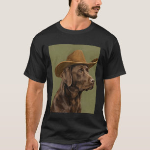 Cute Labrador Retriever Wearing a Cowboy Hat Long  T-Shirt