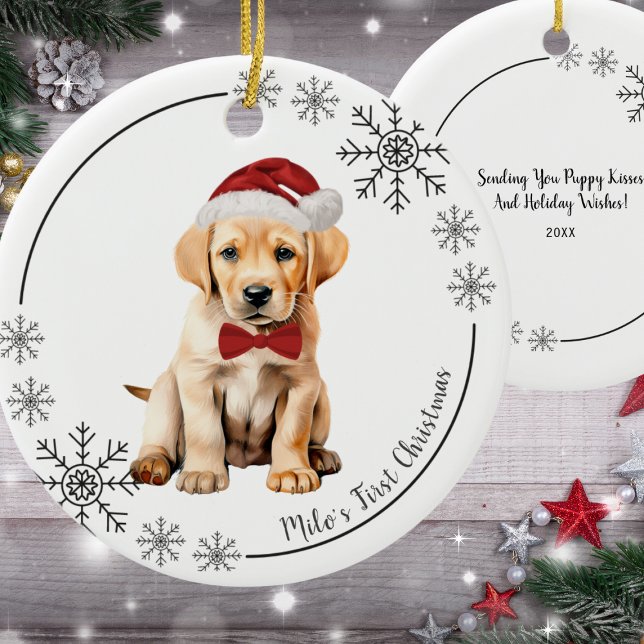 Cute Labrador Retriever's  First Christmas Ceramic Tree Decoration (Creator Uploaded)
