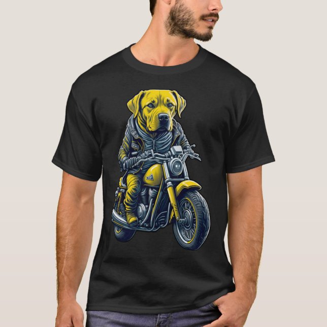 Cute Labrador ride on a motorcycle  Christmas T-Shirt (Front)