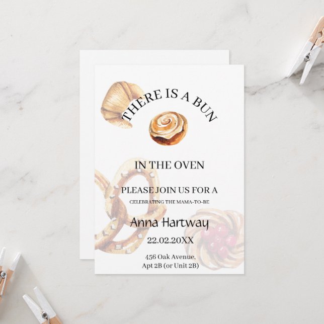 cute Lace Border Cinnamon Roll Baby Shower  Invitation (Front/Back In Situ)
