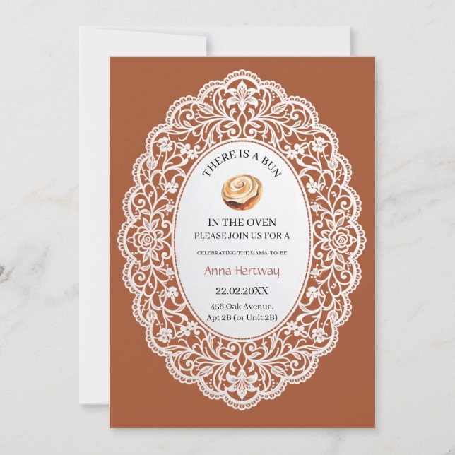 cute Lace Border Cinnamon Roll Baby Shower  Invitation (Front)