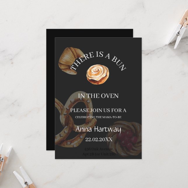 cute Lace Border Cinnamon Roll Baby Shower  Invitation (Front/Back In Situ)