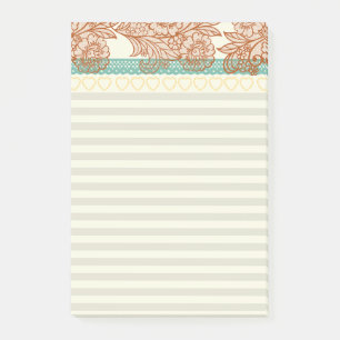 Cute lace burgundy with stripes pastel feminine post-it notes