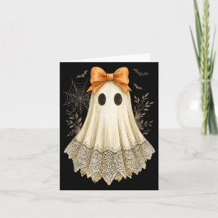 Cute Lace Ghost Bow Floral Spooky Women Funny Hall Card