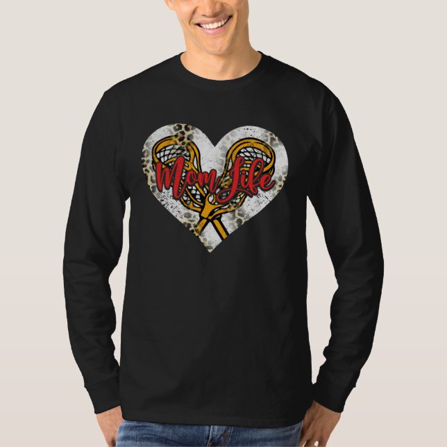 Cute Lacrosse Mom Heart Mother's Day Sport Mama Mo T-Shirt (Front)