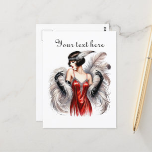 Cute lady add text  postcard