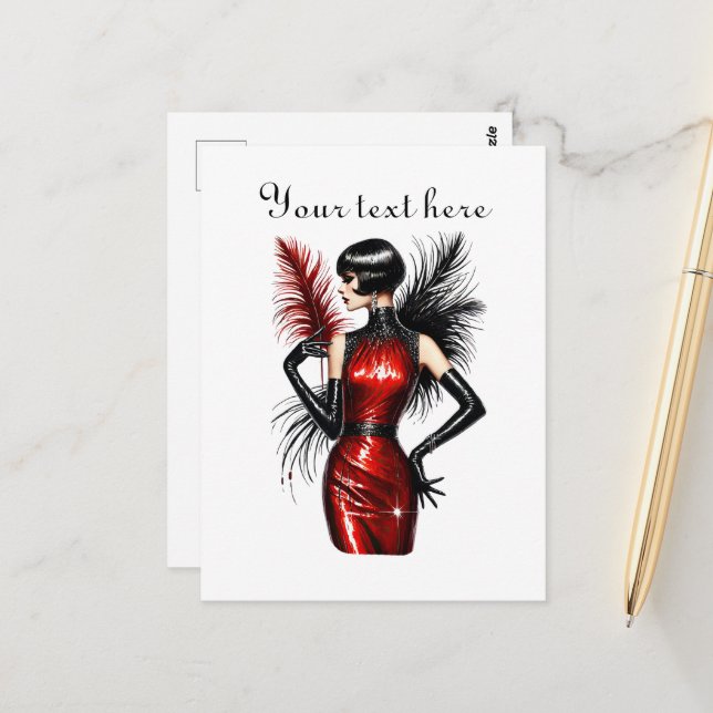 Cute lady add text  postcard (Front/Back In Situ)