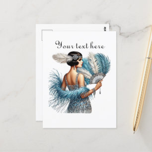 Cute lady add text postcard