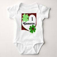 Cute Lady Bug & Clover Leaf 1st Birthday Baby Body