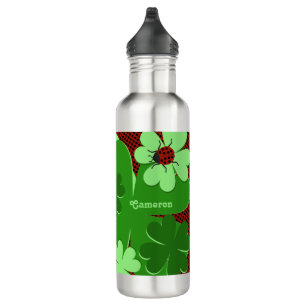 Cute Lady Bug & Clover Leaf Name 710 Ml Water Bottle