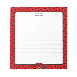 Cute Lady Bug Lined Notepad