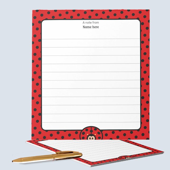 Cute Lady Bug Lined Notepad (Creator Uploaded)