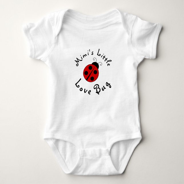Cute Lady Bug Personalised Mimi's Little Love Bug Baby Bodysuit (Front)