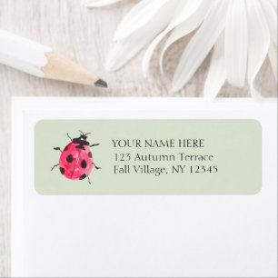 Cute Lady Bug Sage Green Return Address Labels
